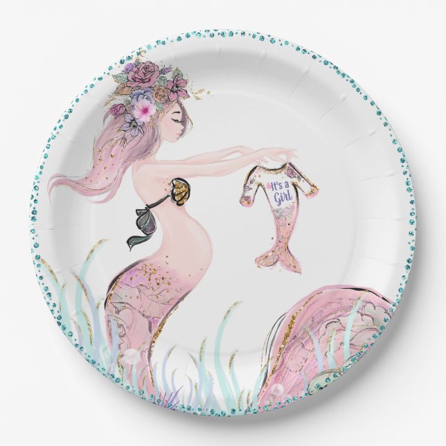 Mermaid Baby Duschpapier Teller (Vorderseite)