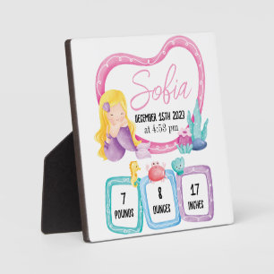 Mermaid Baby Foto Birth Stats Ankündigung Fotoplatte