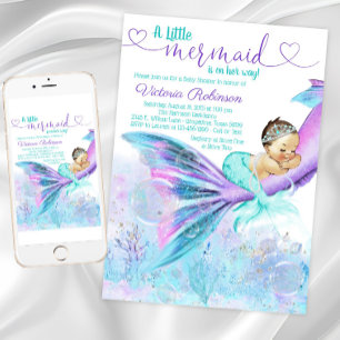 Mermaid Baby Girl Baby Dusche Einladung