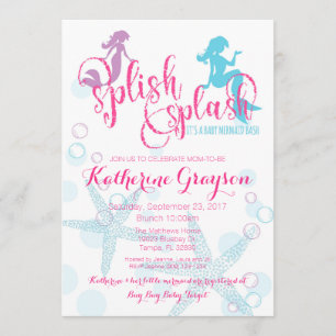 Mermaid Baby Girl Babydusche Einladung