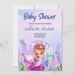 Mermaid Baby Girl Babydusche Einladung