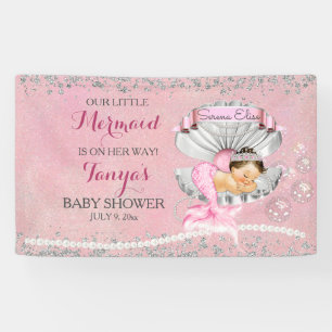 Mermaid Baby Girl Pink Clam Muschel Pearls Seepfer Banner