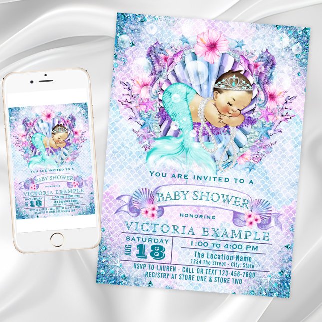 Mermaid Baby Mermaid Baby Shower Einladungen (Mermaid Baby Shower Invitations. Instant download and printed invitations available.)