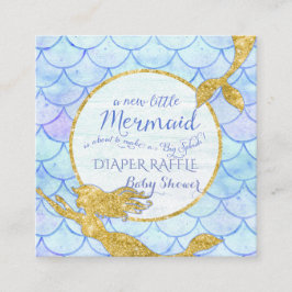 Mermaid Baby Showdiaper Raffle Gold Glitzer Begleitkarte