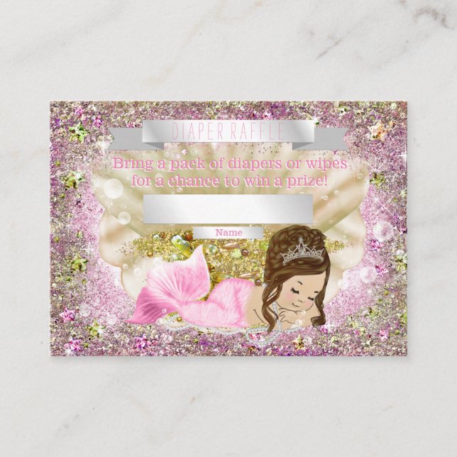 Mermaid Baby Showdiaper Raffle Tickets Begleitkarte (Vorderseite)