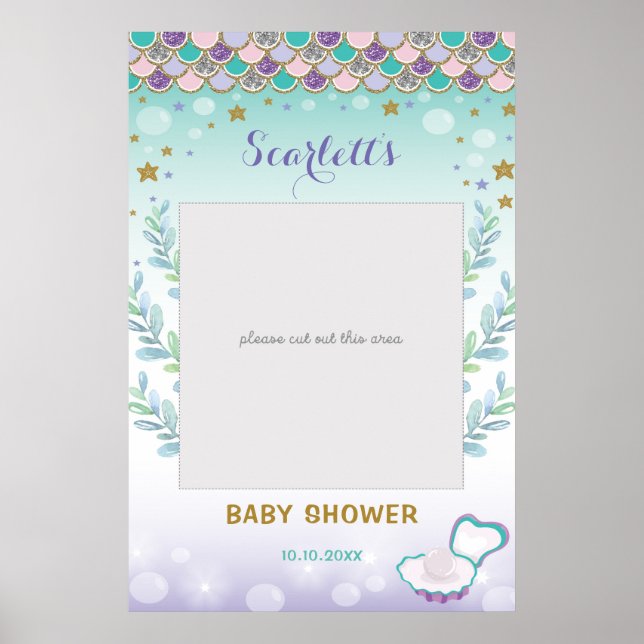 Mermaid Baby Shower Birthday Foto Booth Prop Poster (Vorne)