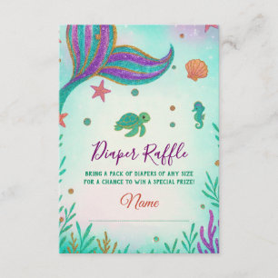 Mermaid Baby Shower Diaper Raffekarte Begleitkarte