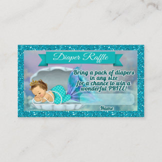 Mermaid Baby Shower Diaper Raffle Tickets #130 Begleitkarte