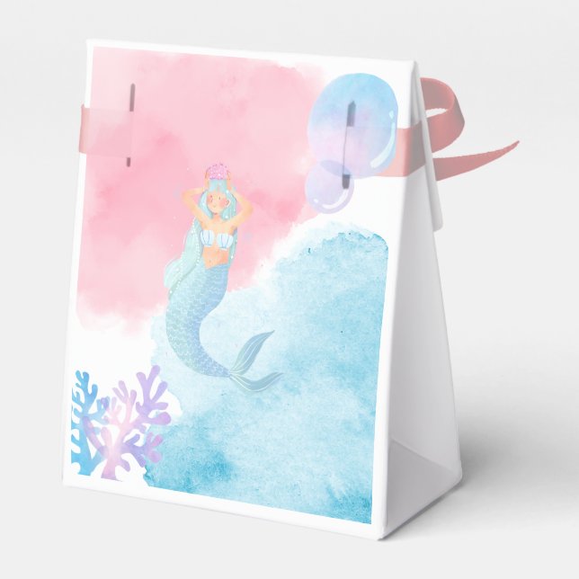 Mermaid Baby Shower Einladung Geschenkschachtel (Rückseite)