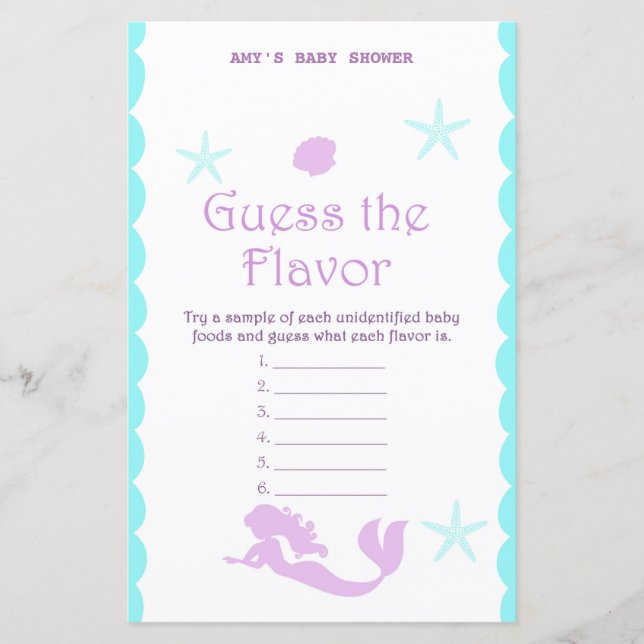 Mermaid Baby Shower Game (Vorderseite)