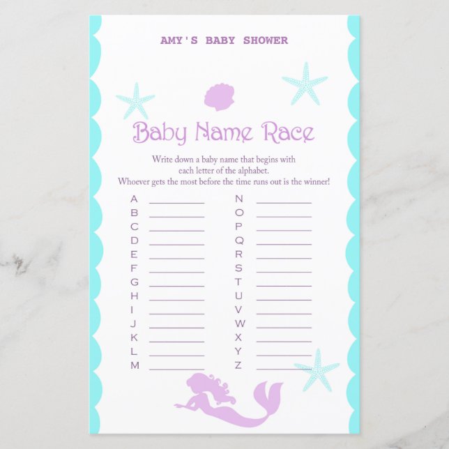 Mermaid Baby Shower Game (Vorderseite)