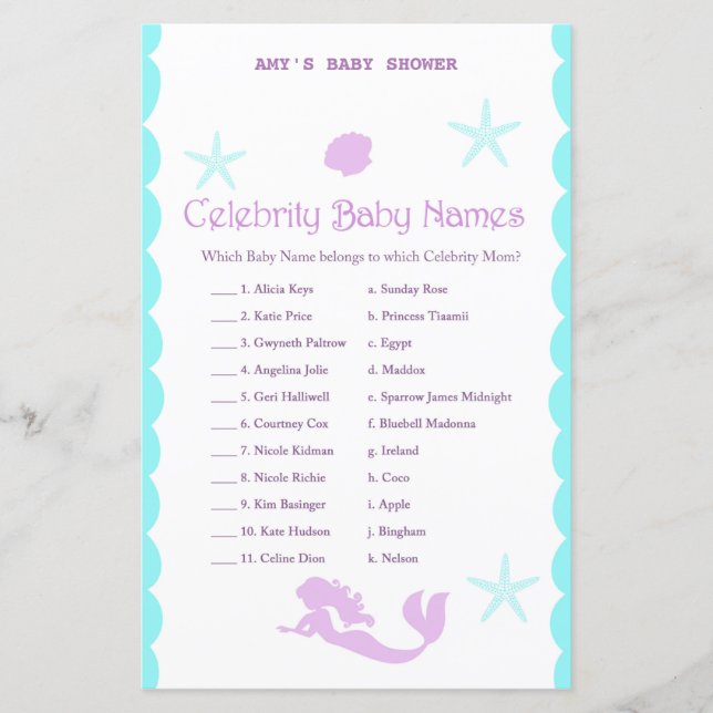 Mermaid Baby Shower Game (Vorderseite)