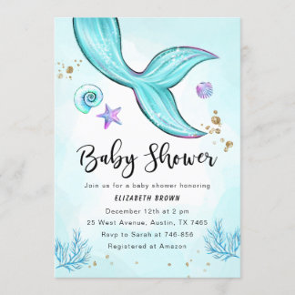Mermaid Baby Shower Invitation Mädchen, unter dem  Einladung