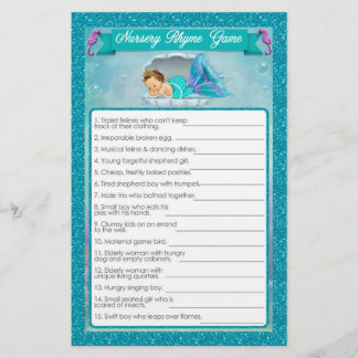 Mermaid Baby Shower Kinderzimmer Rhyme Game #130