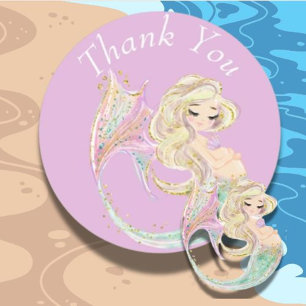 Mermaid Baby Shower Mutter wird Label Pink Etiketten
