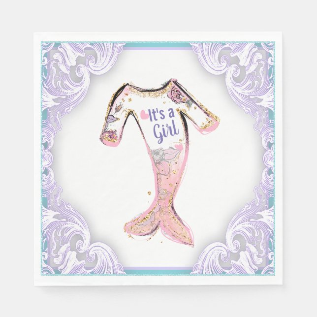 Mermaid Baby Shower Napkins Serviette (Vorderseite)
