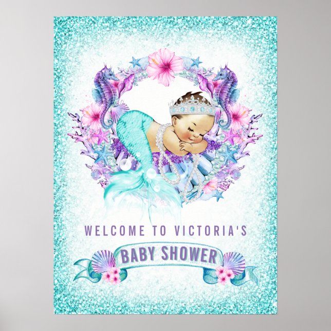 Mermaid Baby Shower Signs Poster (Vorne)