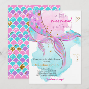Mermaid Baby Shower Sprinkle Girl Pink Einladung