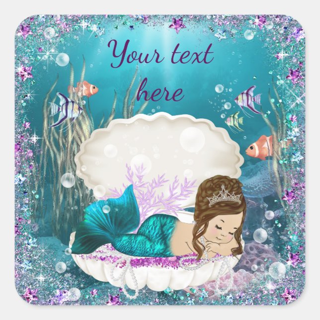 Mermaid Baby Shower Stickers (Vorderseite)