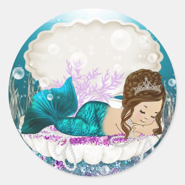 Mermaid Baby Shower Stickers (Vorderseite)