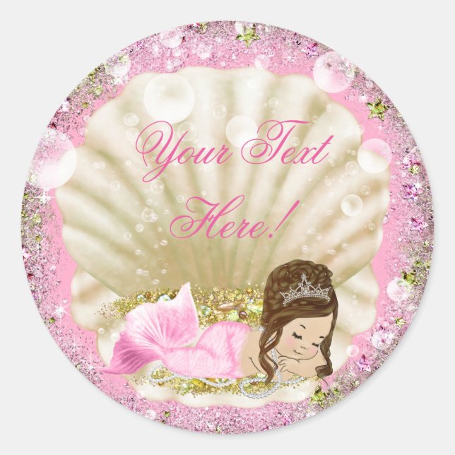 Mermaid Baby Shower Stickers (Vorderseite)