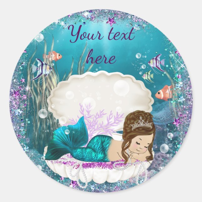 Mermaid Baby Shower Stickers (Vorderseite)
