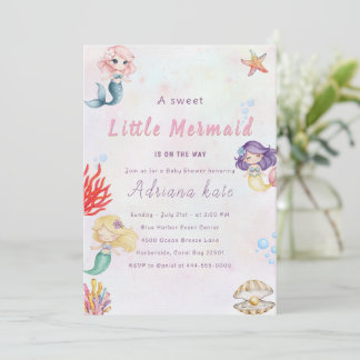 Mermaid Baby Shower Under the Sea Baby Girl Invita Einladung