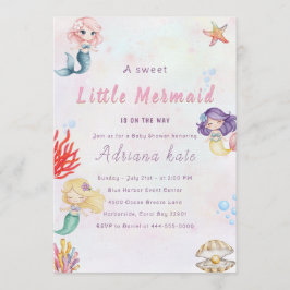 Mermaid Baby Shower Under the Sea Baby Girl Invita Einladung
