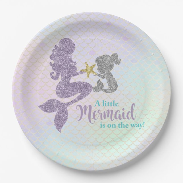Mermaid Baby Showlavender Aquamarin Paper Teller (Vorderseite)