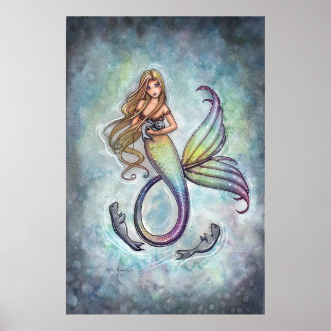 Mermaid Baby Siegel Poster Print von M. Harrison (Vorne)
