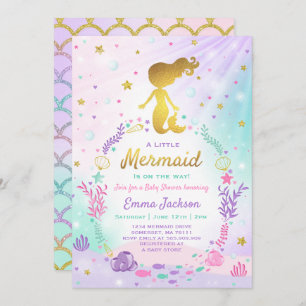 Mermaid Babydusche Einladung Kleine Meerjungfrau B