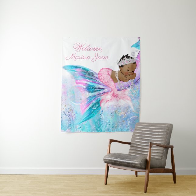 Mermaid Babydusche Hintergrund Wandteppich (Beispiel)