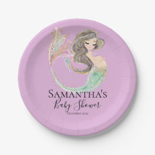 Mermaid Babydusche. Unter dem Meer. Glitzer Pappteller