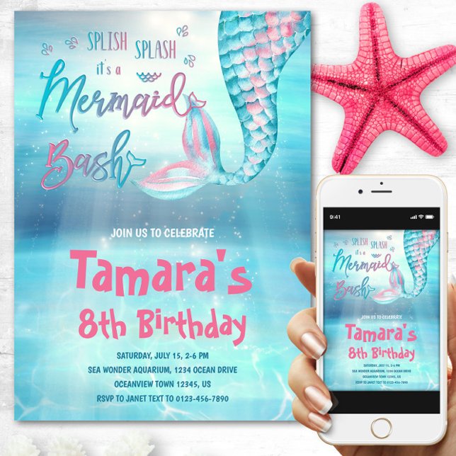Mermaid Bash Birthday Einladung (Von Creator hochgeladen)