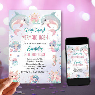 Mermaid Bash Under Sea Birthday Einladung
