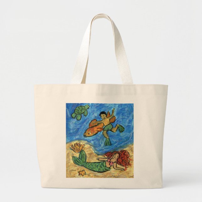 Mermaid Beach Art Custom Tragetaschen (Vorne)