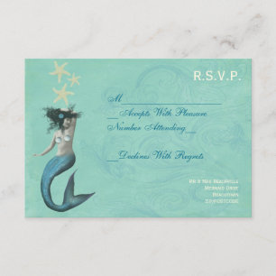 Mermaid Beach Coastal RSVP Cards Karte