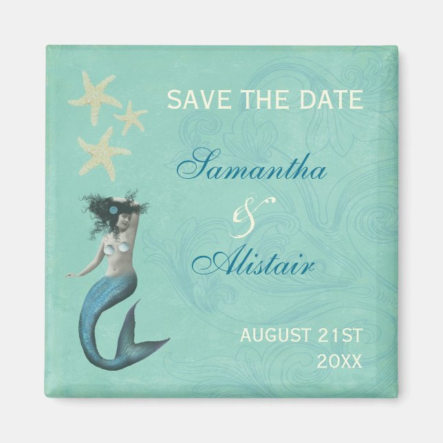 Mermaid Beach Coastal Save the Date Magnet (Vorne)