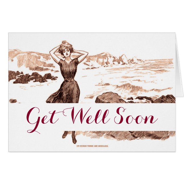 Mermaid Beach Gibson Girl Viktorianisch Antique (Vorderseite (Horizontal))