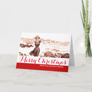 Mermaid Beach Gibson Girl Viktorianisch Antique Feiertagskarte