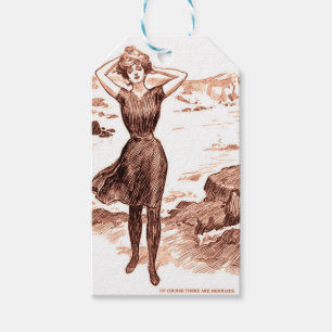 Mermaid Beach Gibson Girl Viktorianisch Antique Geschenkanhänger