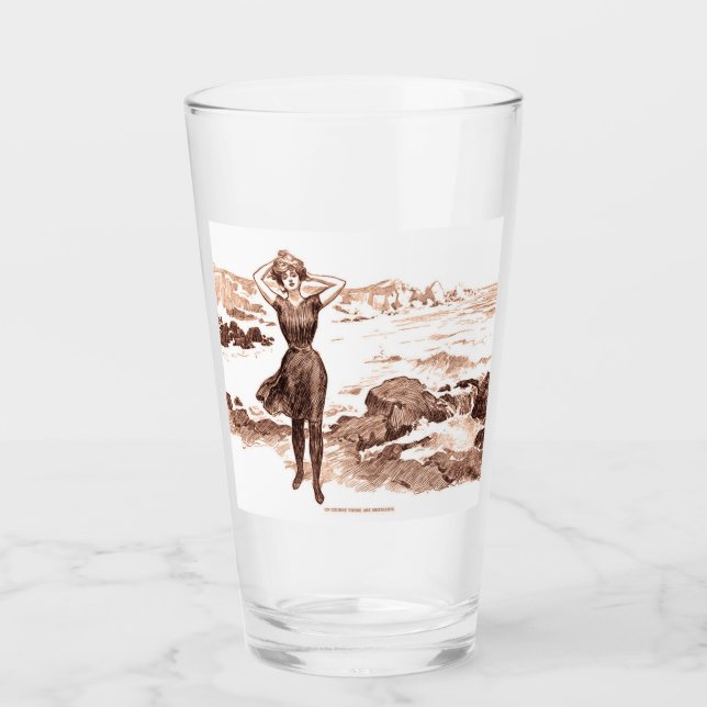 Mermaid Beach Gibson Girl Viktorianisch Antique Glas (Vorderseite)