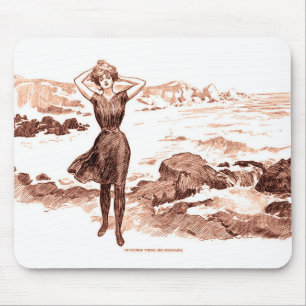 Mermaid Beach Gibson Girl Viktorianisch Antique Mousepad