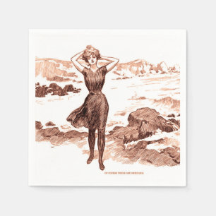 Mermaid Beach Gibson Girl Viktorianisch Antique Serviette
