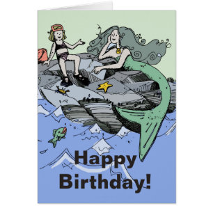Mermaid Beach Happy Birthday Card