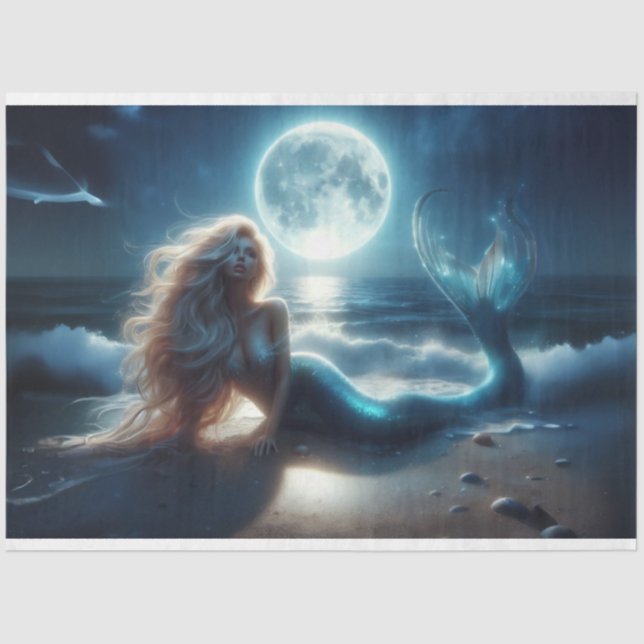 Mermaid Beach Moonlight Tissue Paper Seidenpapier (Vorderseite)