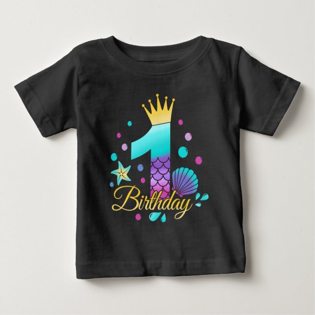 Mermaid Birthday 1. Geburtstag Baby T-shirt (Vorderseite)