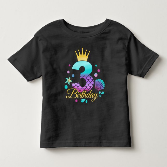 Mermaid Birthday 3. Geburtstag Kleinkind T-shirt (Vorderseite)