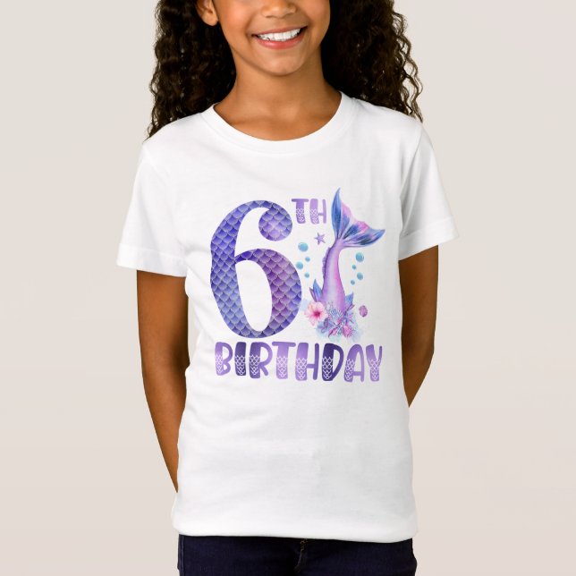 Mermaid Birthday 6. Geburtstag T - Shirt (Vorderseite)