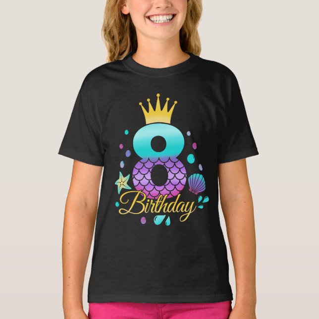 Mermaid Birthday 8. Geburtstag T-Shirt (Vorderseite)